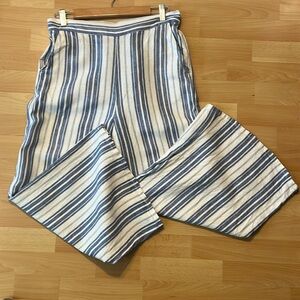 Christian Siriano flowy linen cotton blend wide leg crop pants size medium EUC